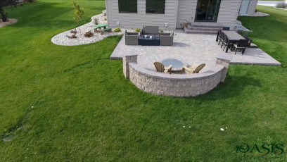 Oasis Landscapes -  Hardscape Patio with Fire Pit - Landscaping in West Fargo and Surrounding Area