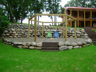 Another View of Octagon Swing Firescape Landscaping Fargo