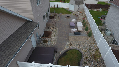 Paver Patio with Fire Pit Landscape in Fargo