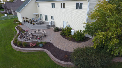 Another Vie of Beautiful Brick Patio with Fire Feature by Oasis Landscapes in Fargo, ND
