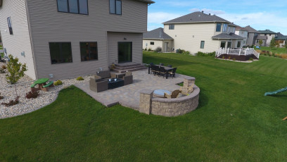 Backyard Landscaping with Fire Pit in Fargo