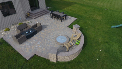 Earth Tone Patio with Fire Pit in Fargo, ND