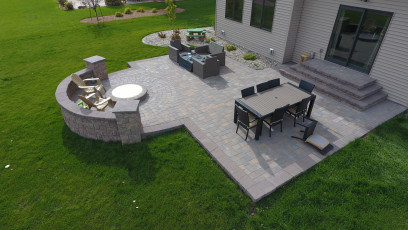Aerial View of Patio in West Fargo by Oasis Landscapes
