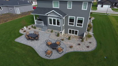 Grey patio by oasis landscapes