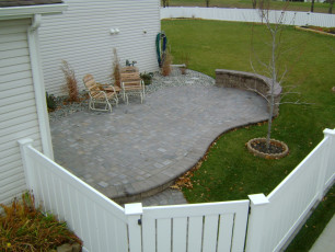 nice quite backyard hardscap patio in west fargo by oasis landscapes